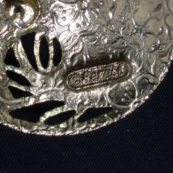 Vintage Berebi Brown Guilloche Enamel Openwork Floral Post Earrings, 1990s - Picture 5 of 10